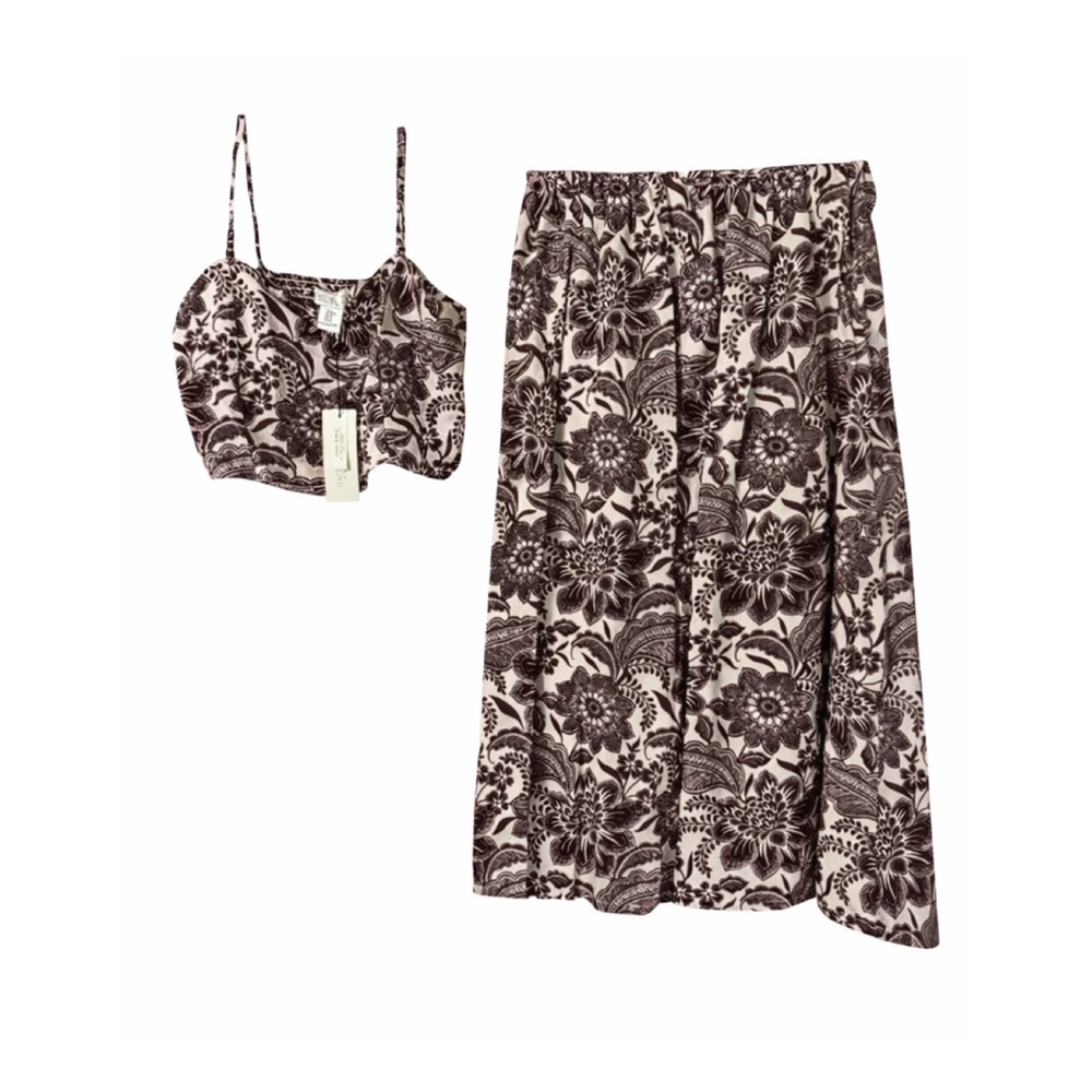 NWT Brown and White Floral 2 Piece - Picture 2 of 4